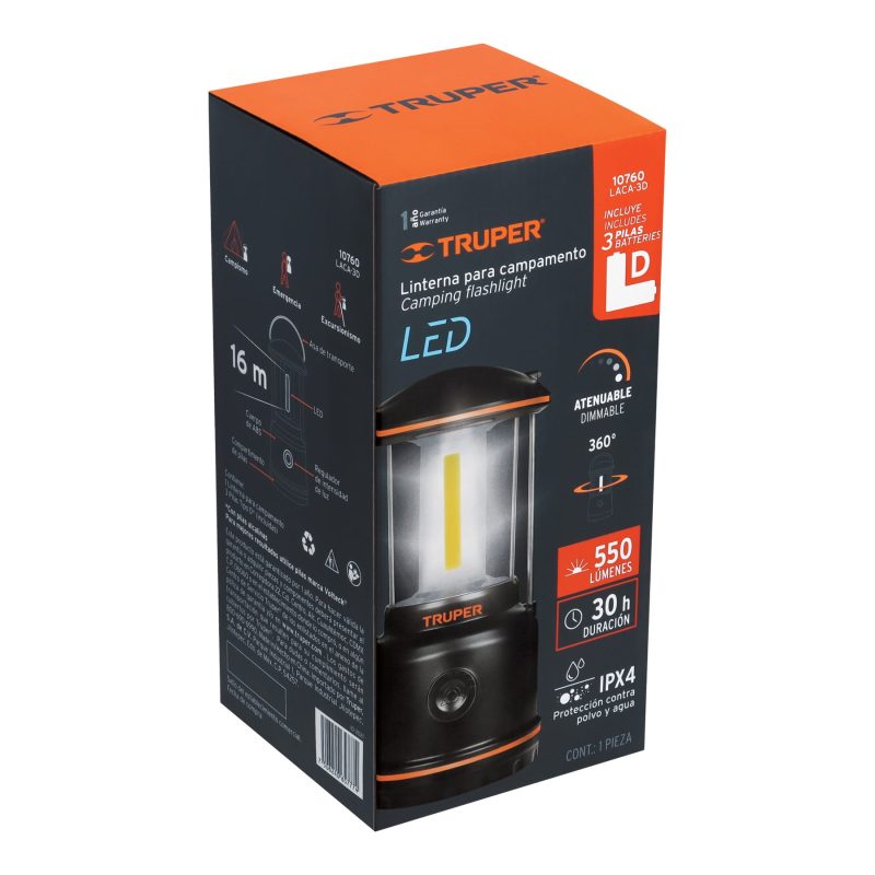 LINTERNA DE LED CAMPING 3BAT D LACA-3D TRUPER